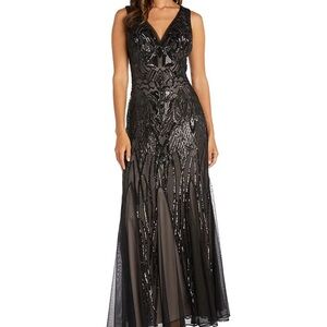 R&M Richards Beaded Black Gown